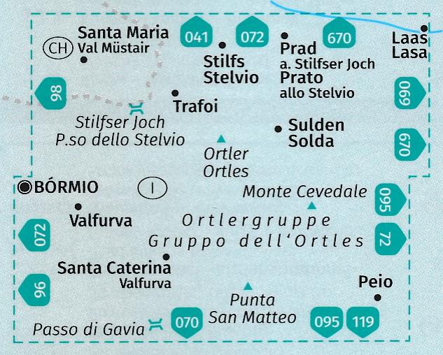 Carte de randonnée n° 077 - Ortles, Cevedale, Suldental, Valfurva (Italie) | Kompass carte de randonnée Kompass