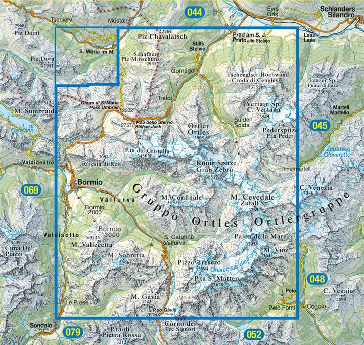 Carte de randonnée n° 08 - Ortles et Cevedale (Alpes, Italie) | Tabacco carte pliée Tabacco 
