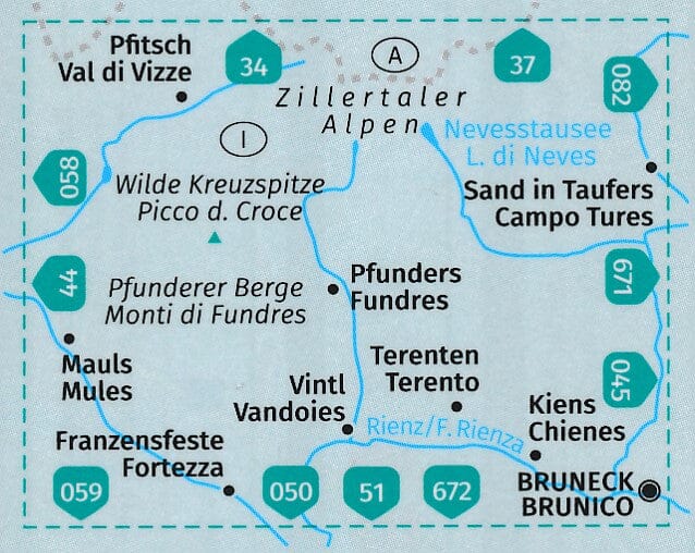 Carte de randonnée n° 081 - Pfunderer Berge, Monti di Fundres (Italie) | Kompass carte pliée Kompass 