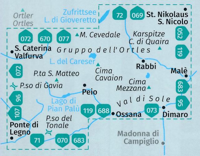 Carte de randonnée n° 095 - Val di Sole, Peio e Rabbi (Italie) | Kompass carte de randonnée Kompass