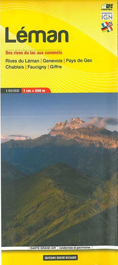 Carte de randonnée n° 1 - Léman, Genevois, Pays de Gex, Chablais, Faycigny-Giffre | Didier Richard carte pliée Didier Richard 