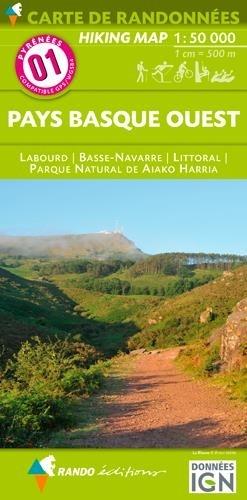 Carte de randonnée n° 1 - Pays Basque Ouest (Labourd, Basse-Navarre) | Rando Editions carte pliée Rando Editions 