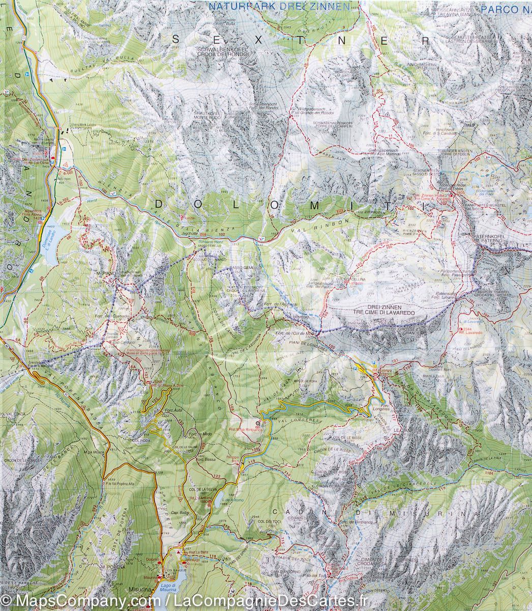 Carte de randonnée n° 10 - Dolomites de Sesto (Dolomites, Italie) | Tabacco carte de randonnée Tabacco