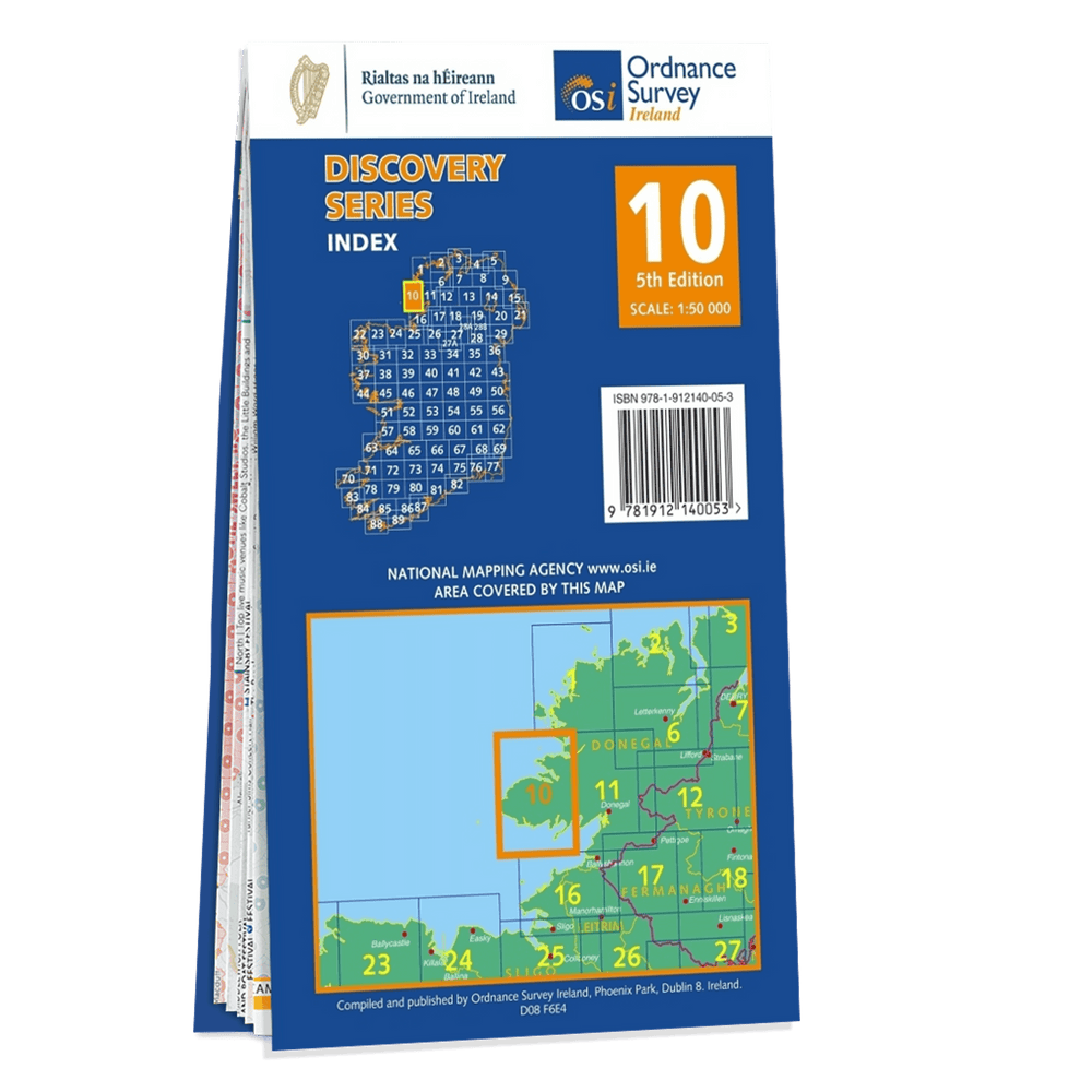 Carte de randonnée n° 10 - Donegal (SW) (Irlande) | Ordnance Survey - série Discovery carte pliée Ordnance Survey Ireland 
