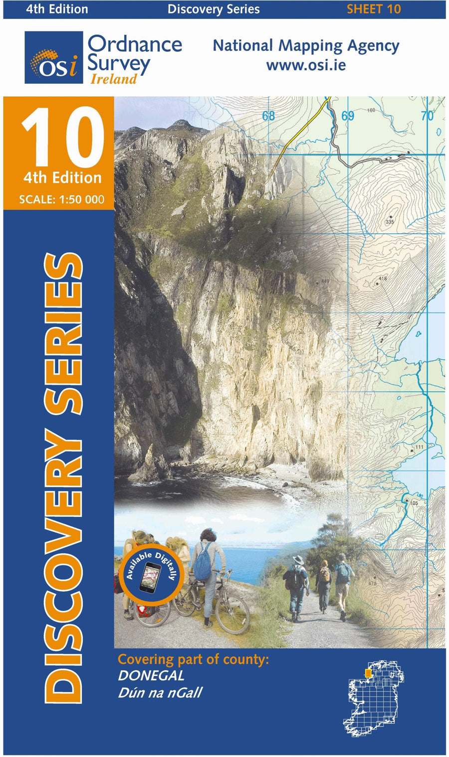 Carte de randonnée n° 10 - Donegal (SW) (Irlande) | Ordnance Survey - série Discovery carte pliée Ordnance Survey Ireland 