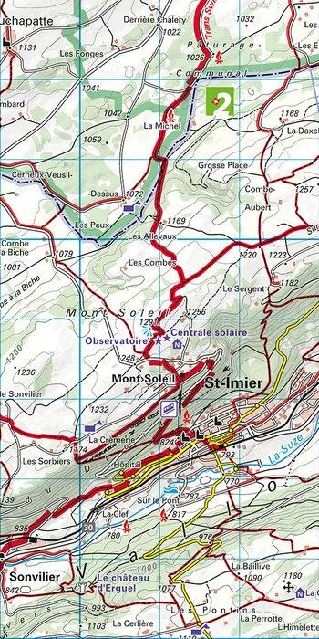 Carte de randonnée n° 10 - Franches-Montagnes, Lac de Bienne (Suisse) | Kümmerly & Frey-1/40 000 carte de randonnée Kümmerly & Frey