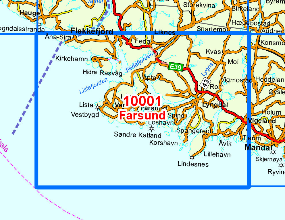 Carte de randonnée n° 10001 - Farsund (Norvège) | Nordeca - Norge-serien carte pliée Nordeca 
