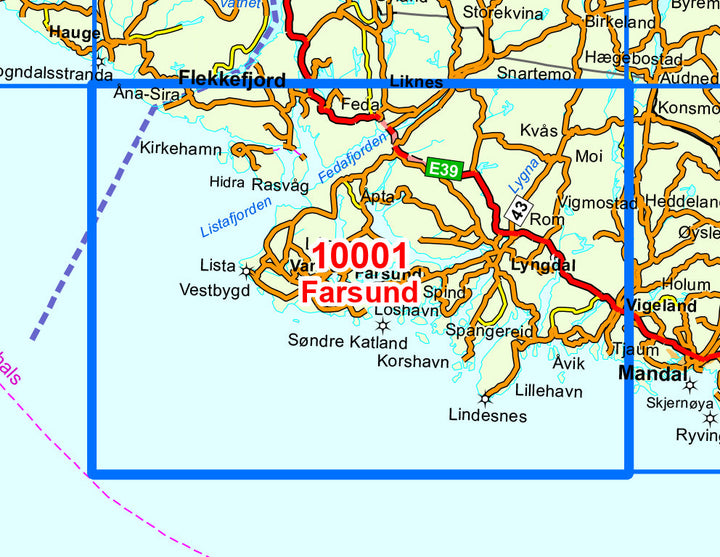 Carte de randonnée n° 10001 - Farsund (Norvège) | Nordeca - Norge-serien carte pliée Nordeca 