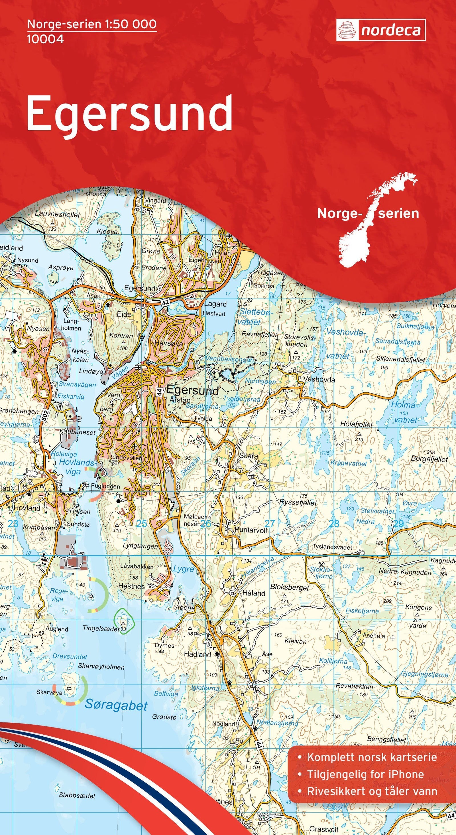 Carte de randonnée n° 10004 - Egersund (Norvège) | Nordeca - Norge-serien carte de randonnée Nordeca