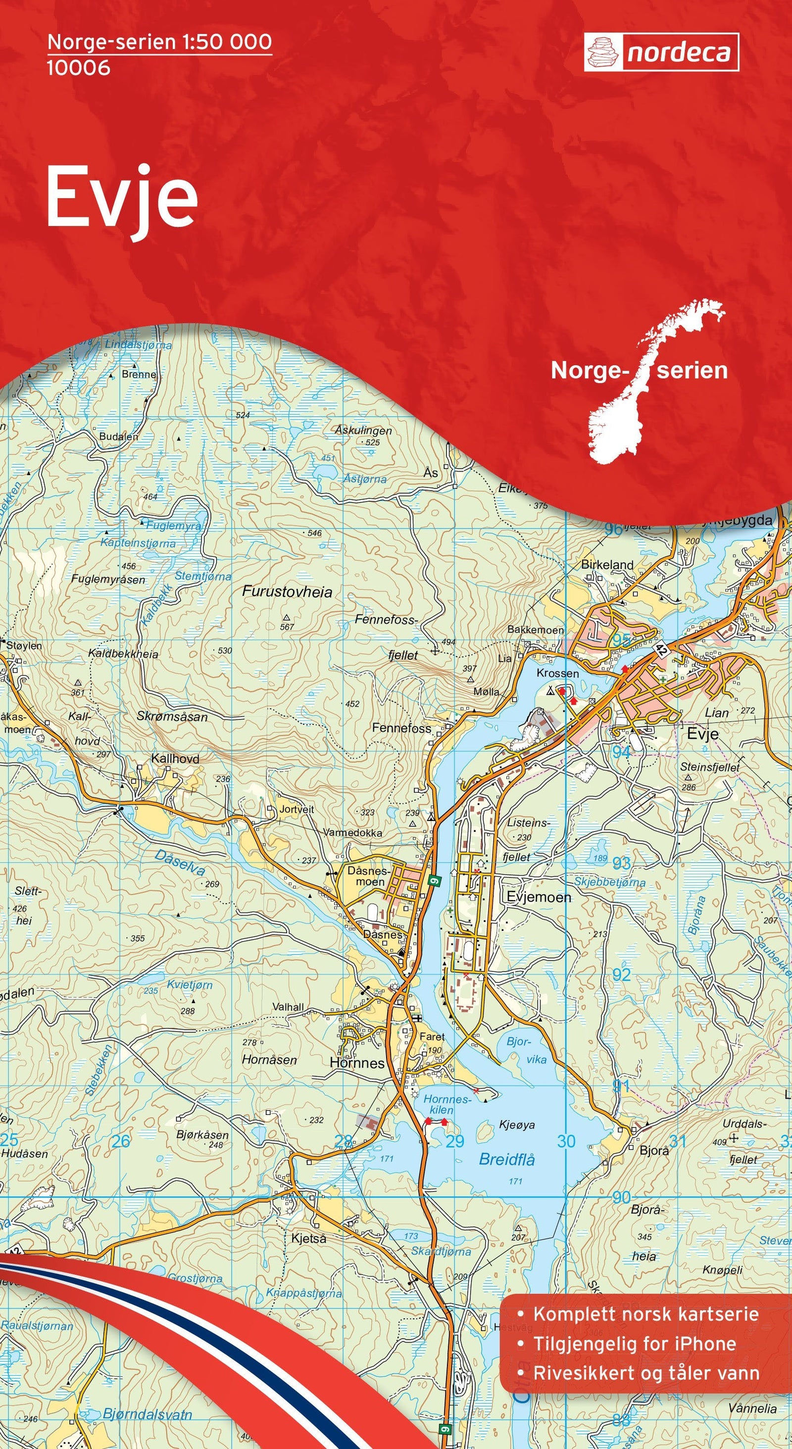 Carte de randonnée n° 10006 - Evje (Norvège) | Nordeca - Norge-serien carte de randonnée Nordeca