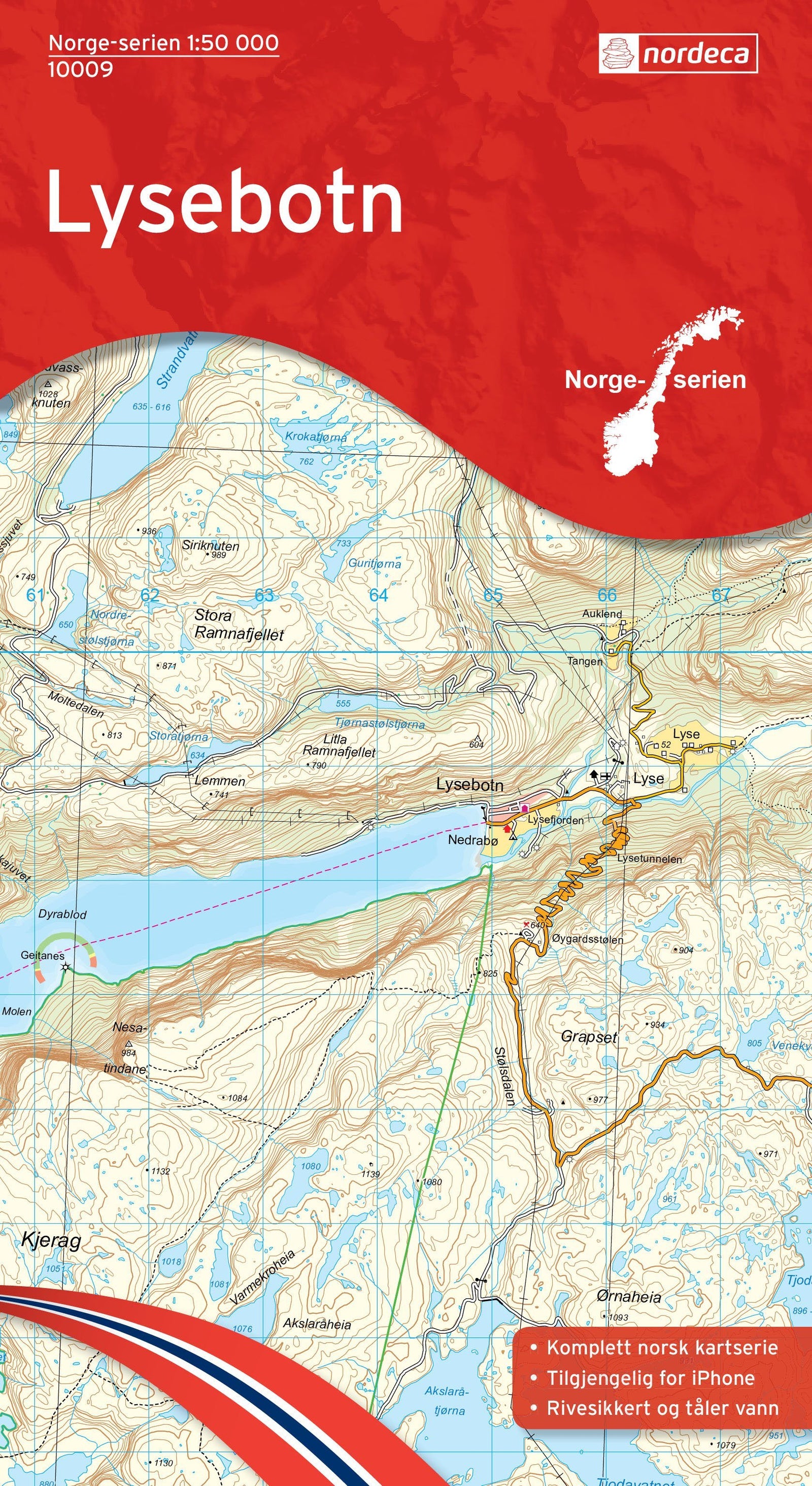 Carte de randonnée n° 10009 - Lysebotn (Norvège) | Nordeca - Norge-serien carte de randonnée Nordeca