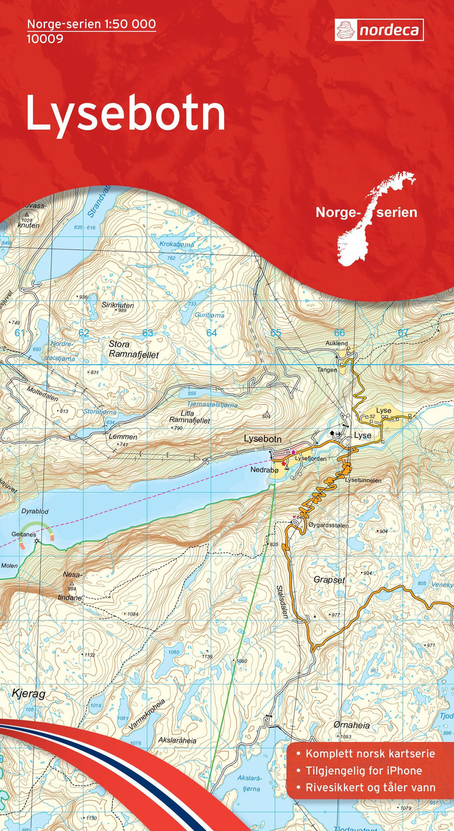 Carte de randonnée n° 10009 - Lysebotn (Norvège) | Nordeca - Norge-serien carte pliée Nordeca 