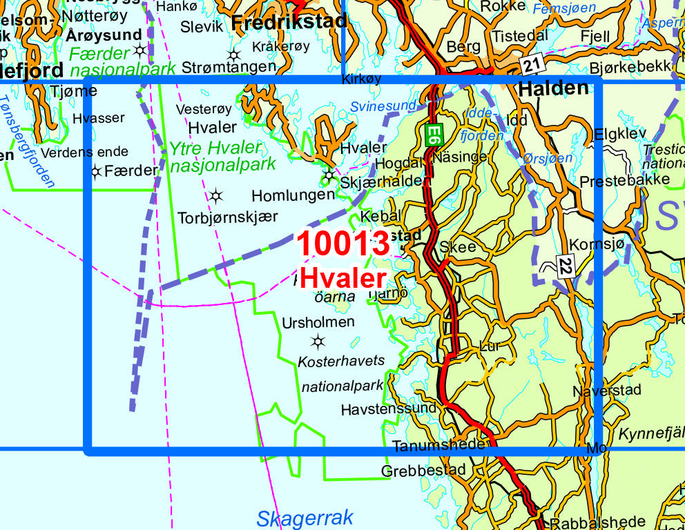 Carte de randonnée n° 10013 - Hvaler (Norvège) | Nordeca - Norge-serien carte pliée Nordeca 