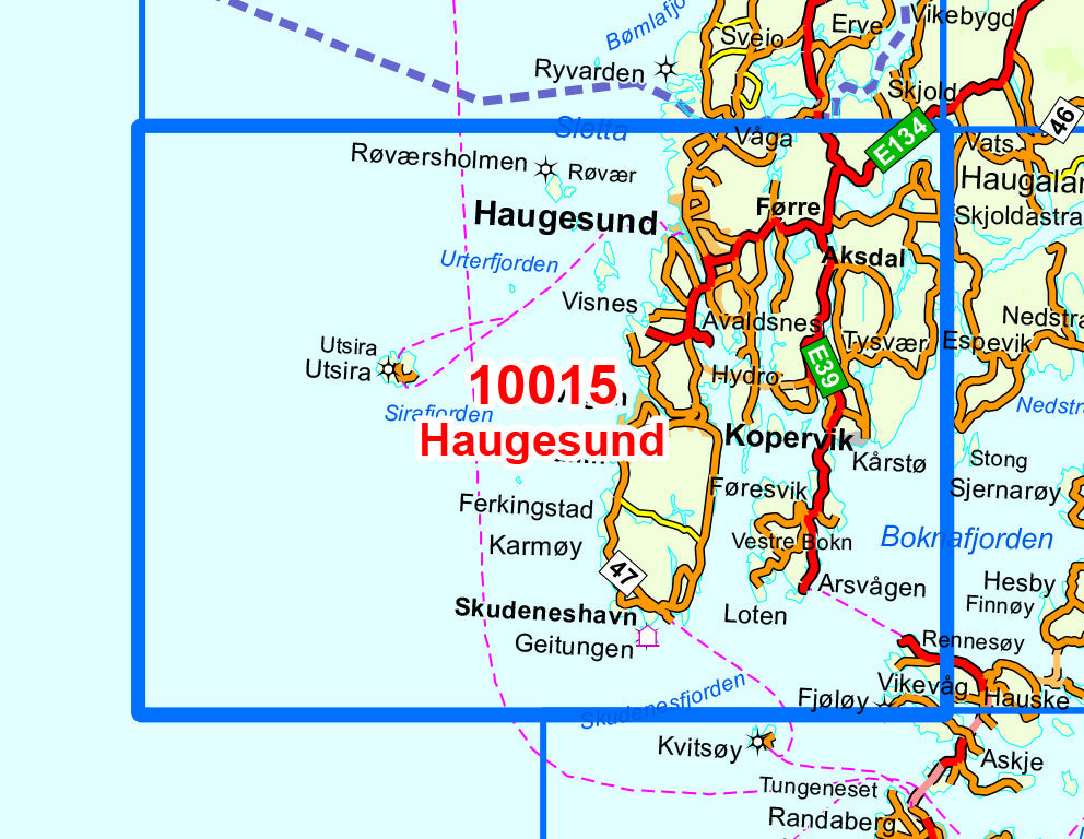 Carte de randonnée n° 10015 - Haugesund (Norvège) | Nordeca - Norge-serien carte de randonnée Nordeca Default Title