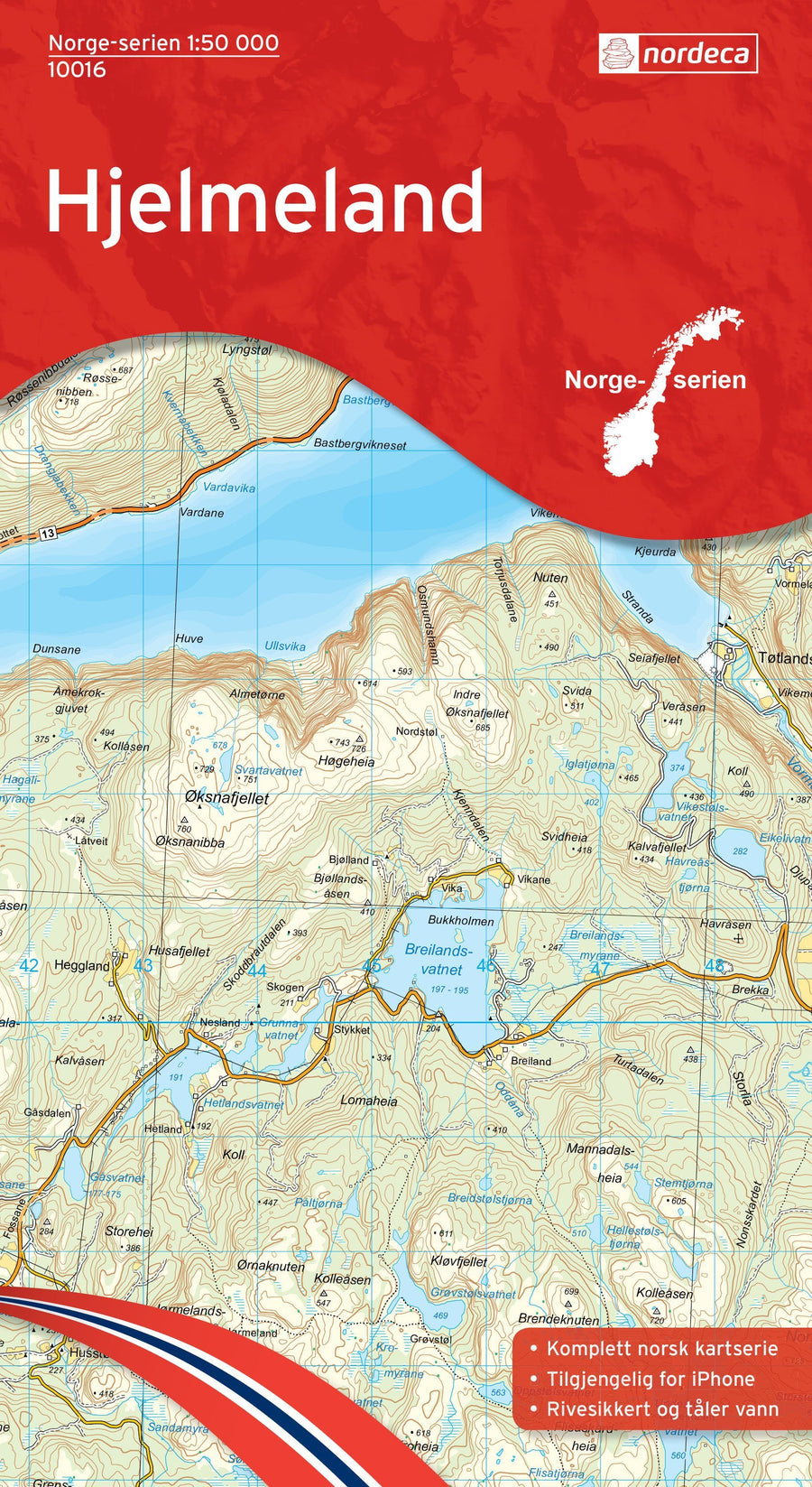 Carte de randonnée n° 10016 - Hjelmeland (Norvège) | Nordeca - Norge-serien carte pliée Nordeca 