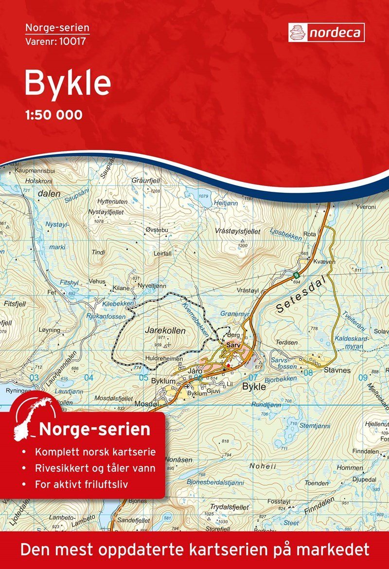 Carte de randonnée n° 10017 - Bykle (Norvège) | Nordeca - Norge-serien carte de randonnée Nordeca