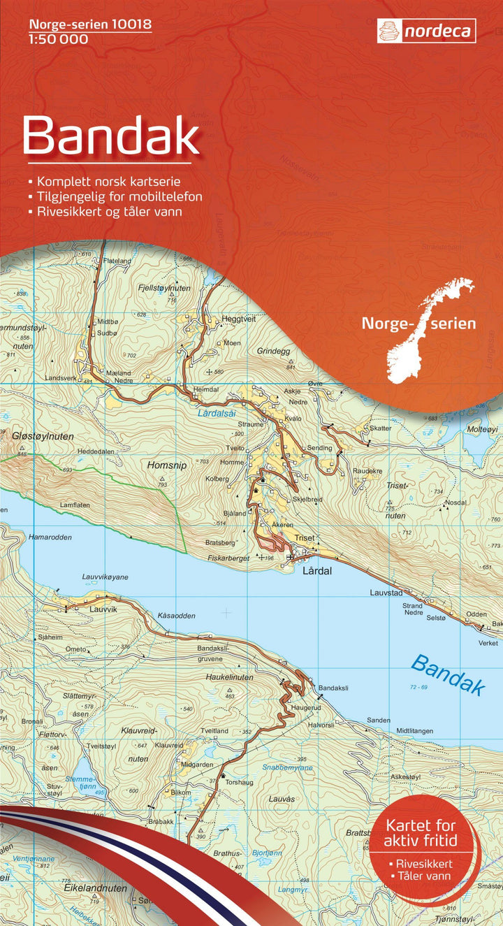 Carte de randonnée n° 10018 - Bandak (Norvège) | Nordeca - Norge-serien carte pliée Nordeca 