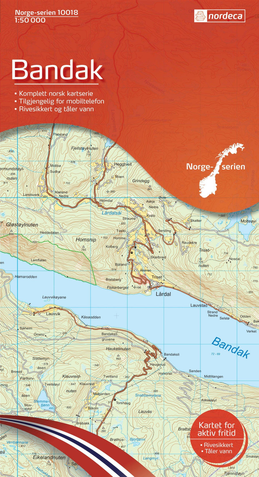 Carte de randonnée n° 10018 - Bandak (Norvège) | Nordeca - Norge-serien carte pliée Nordeca 