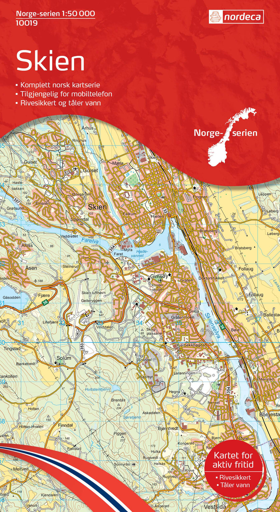 Carte de randonnée n° 10019 - Skien (Norvège) | Nordeca - Norge-serien carte pliée Nordeca 