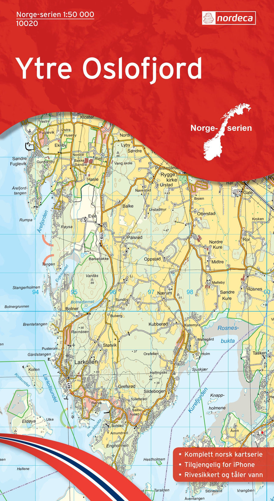 Carte de randonnée n° 10020 - Ytre Oslofjord (Norvège) | Nordeca - Norge-serien carte pliée Nordeca 