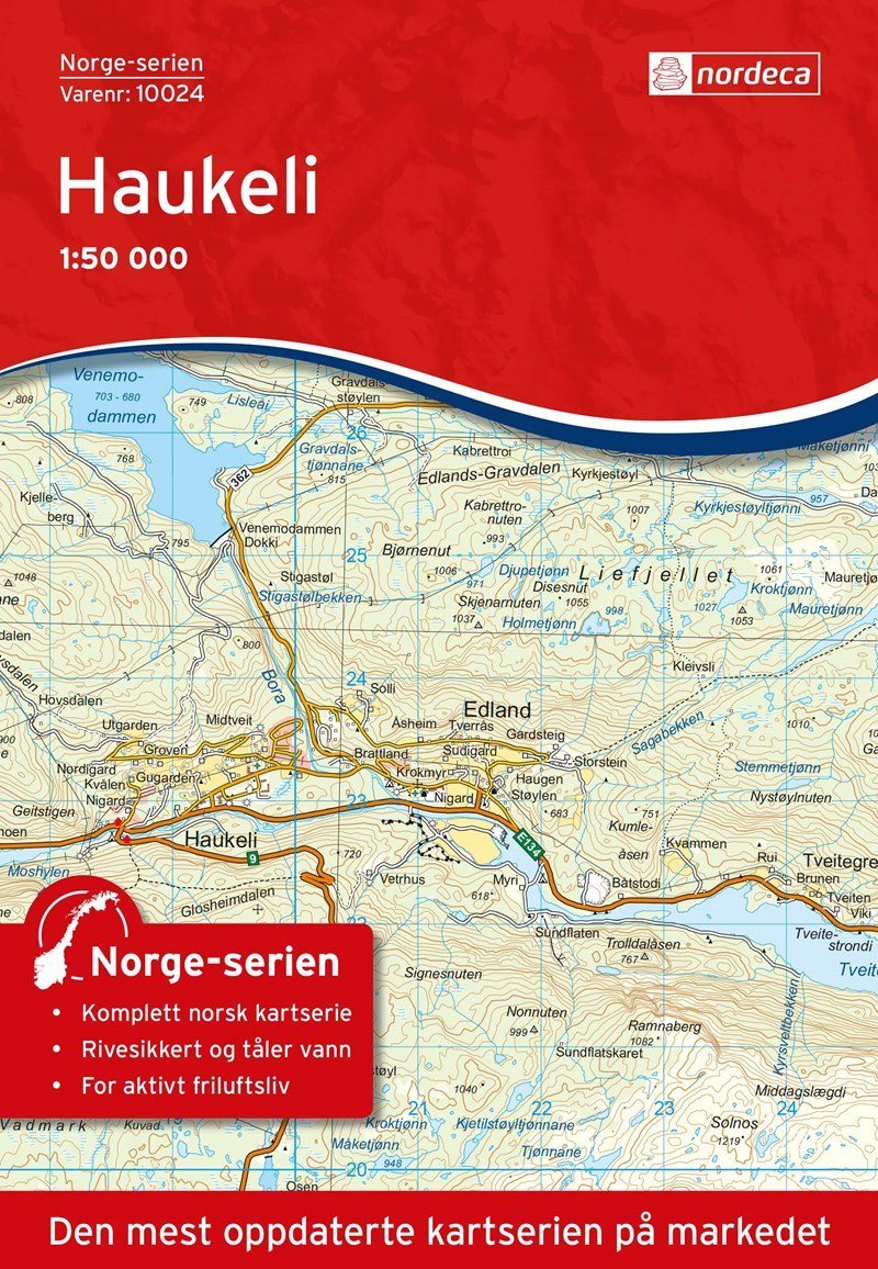 Carte de randonnée n° 10024 - Haukeli (Norvège) | Nordeca - Norge-serien carte de randonnée Nordeca