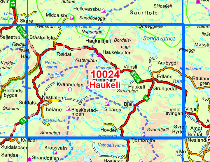 Carte de randonnée n° 10024 - Haukeli (Norvège) | Nordeca - Norge-serien carte pliée Nordeca 
