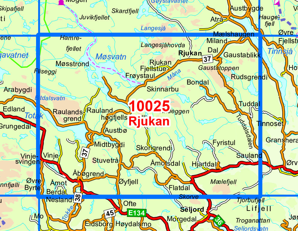 Carte de randonnée n° 10025 - Rjukan (Norvège) | Nordeca - Norge-serien carte pliée Nordeca 