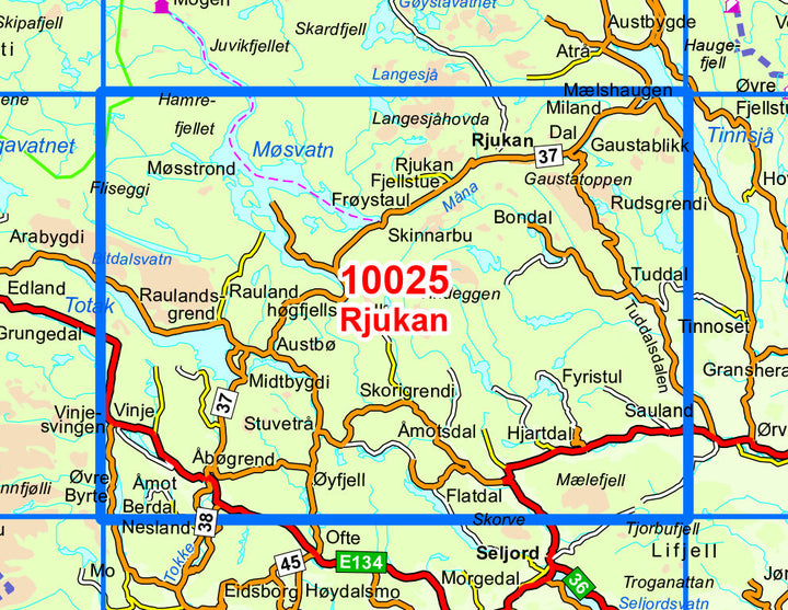 Carte de randonnée n° 10025 - Rjukan (Norvège) | Nordeca - Norge-serien carte pliée Nordeca 