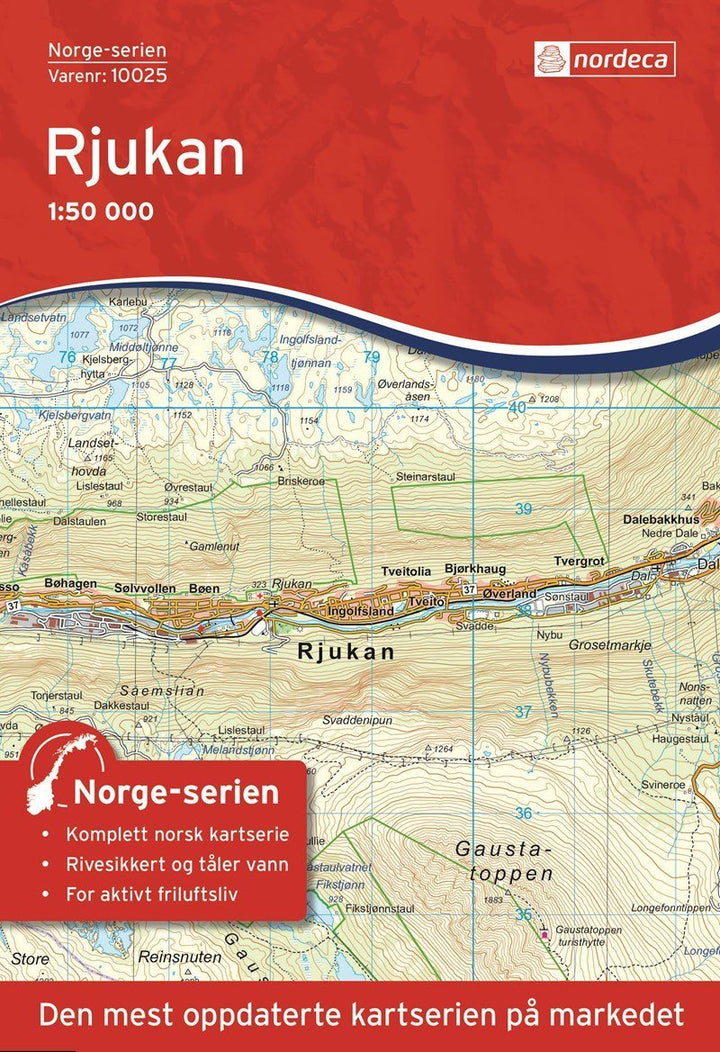 Carte de randonnée n° 10025 - Rjukan (Norvège) | Nordeca - Norge-serien carte pliée Nordeca 