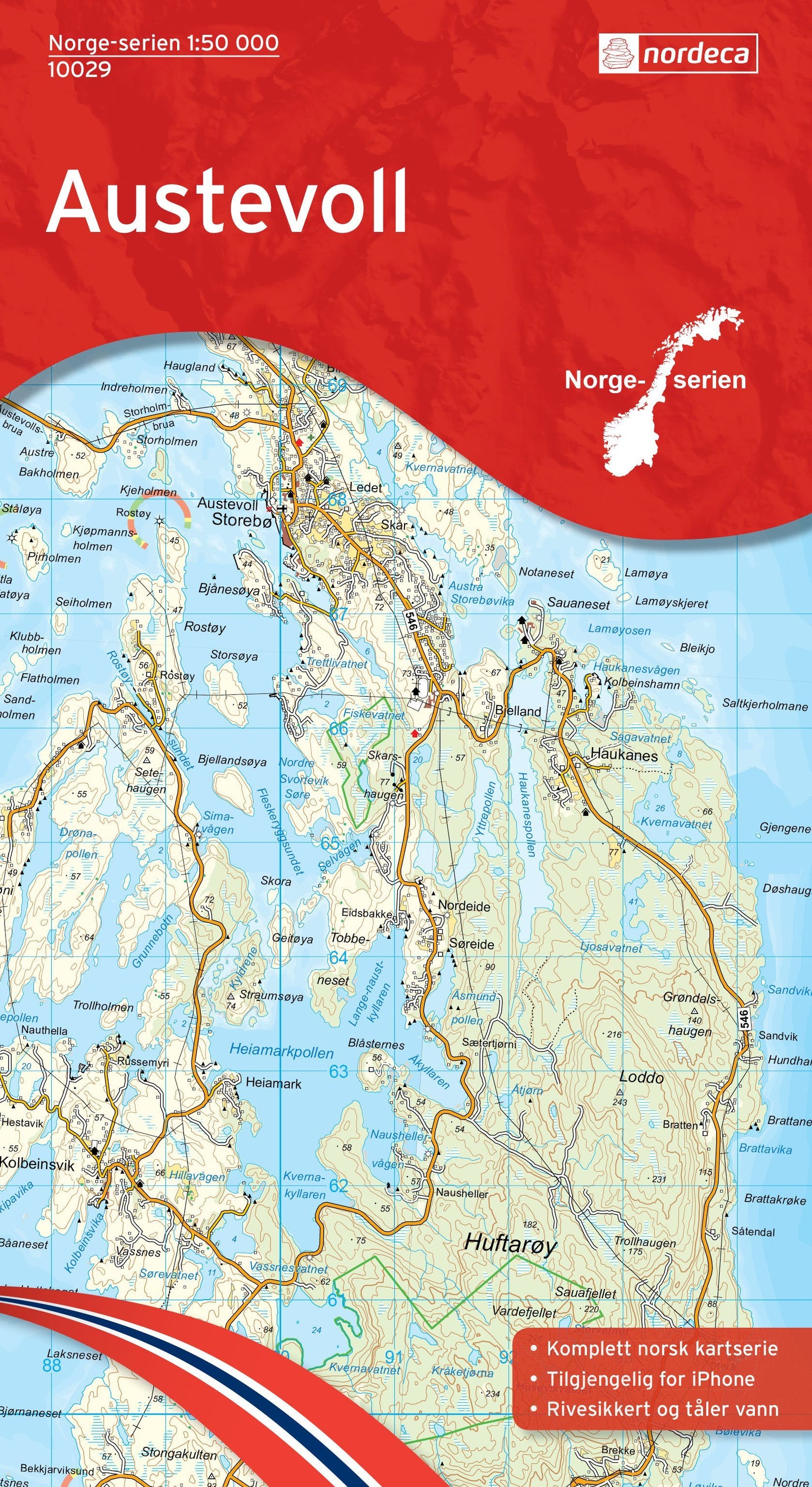 Carte de randonnée n° 10029 - Austevoll (Norvège) | Nordeca - Norge-serien carte de randonnée Nordeca