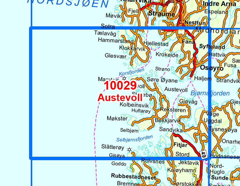 Carte de randonnée n° 10029 - Austevoll (Norvège) | Nordeca - Norge-serien carte de randonnée Nordeca Default Title