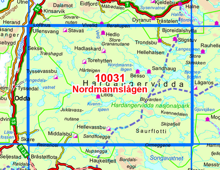 Carte de randonnée n° 10031 - Nordmannslagen (Norvège) | Nordeca - Norge-serien carte pliée Nordeca 