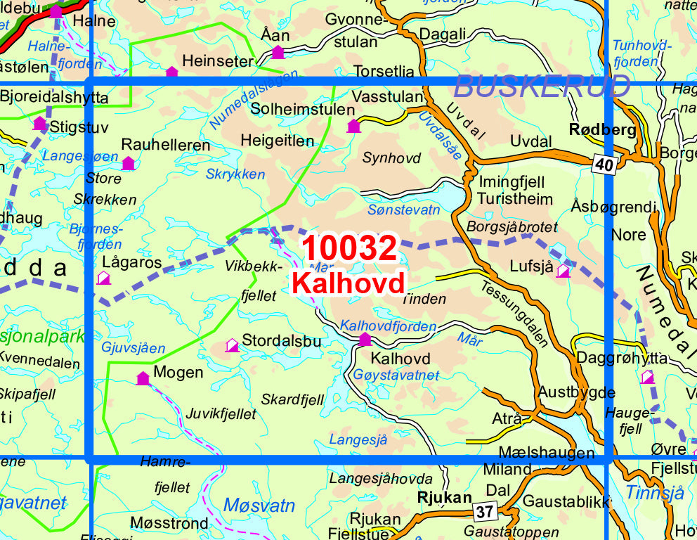 Carte de randonnée n° 10032 - Kalhovd (Norvège) | Nordeca - Norge-serien carte de randonnée Nordeca Default Title
