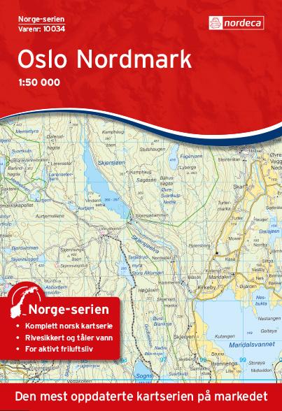 Carte de randonnée n° 10034 - Oslo Nordmarki (Norvège) | Nordeca - Norge-serien carte de randonnée Nordeca