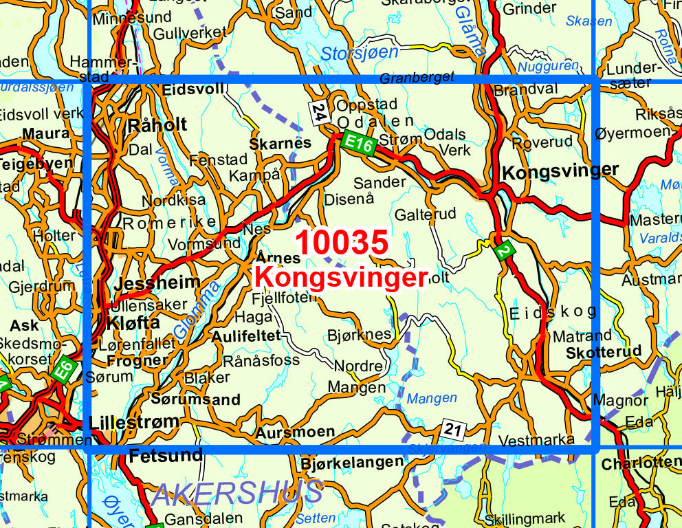 Carte de randonnée n° 10035 - Kongsvinger (Norvège) | Nordeca - Norge-serien carte pliée Nordeca 