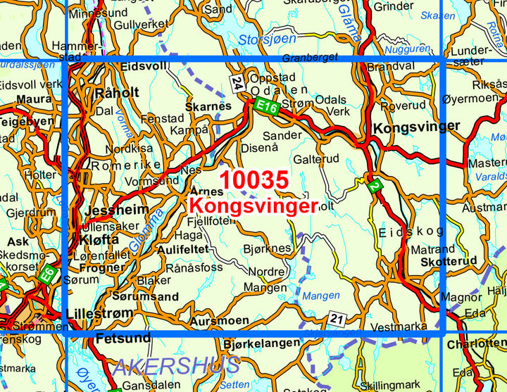 Carte de randonnée n° 10035 - Kongsvinger (Norvège) | Nordeca - Norge-serien carte pliée Nordeca 