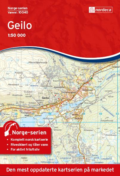 Carte de randonnée n° 10040 - Geilo (Norvège) | Nordeca - Norge-serien carte de randonnée Nordeca