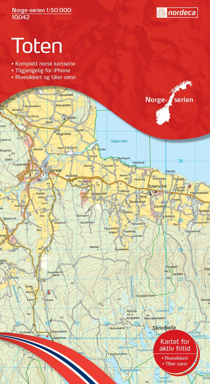 Carte de randonnée n° 10042 - Toten (Norvège) | Nordeca - Norge-serien carte pliée Nordeca 