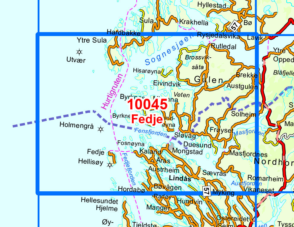 Carte de randonnée n° 10045 - Fedje (Norvège) | Nordeca - Norge-serien carte de randonnée Nordeca Default Title