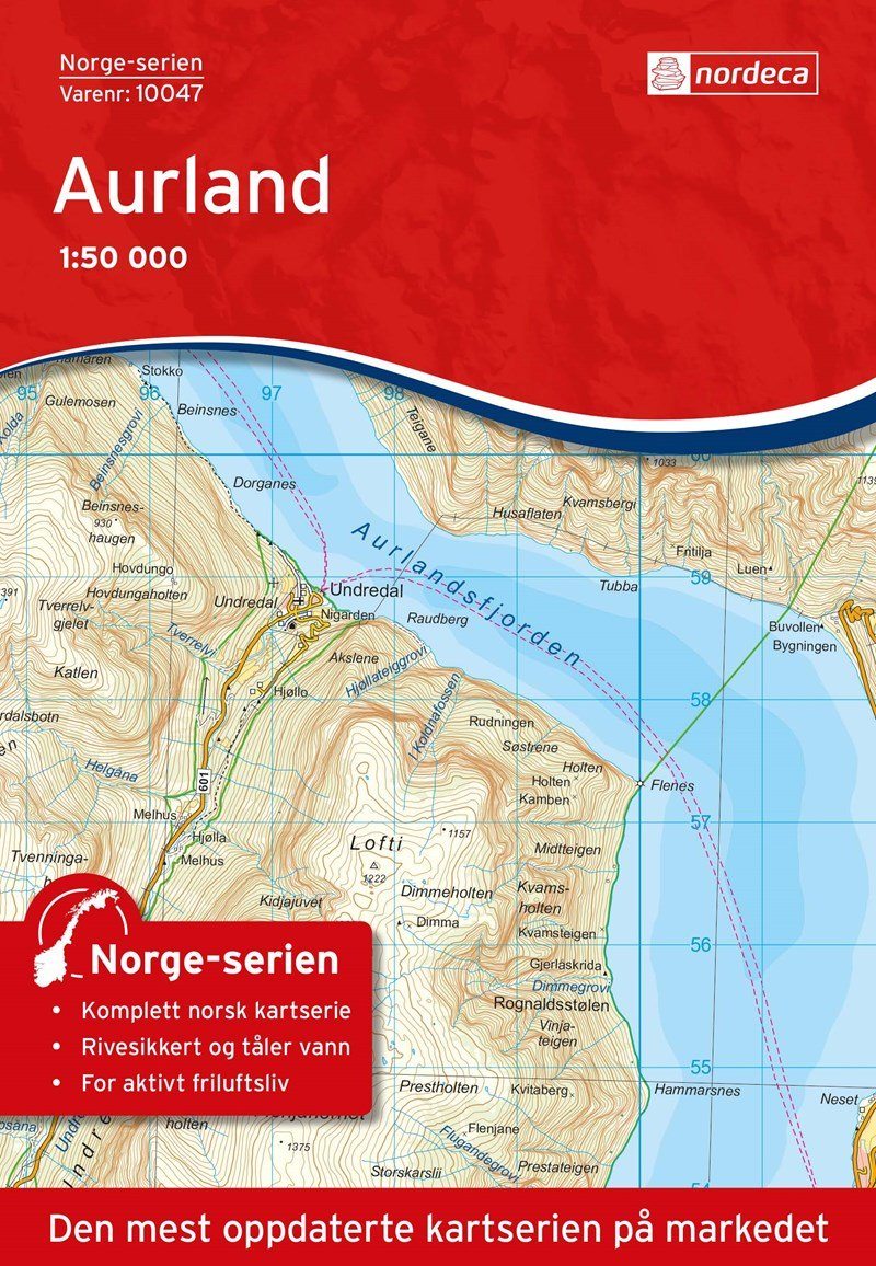 Carte de randonnée n° 10047 - Aurland (Norvège) | Nordeca - Norge-serien carte de randonnée Nordeca