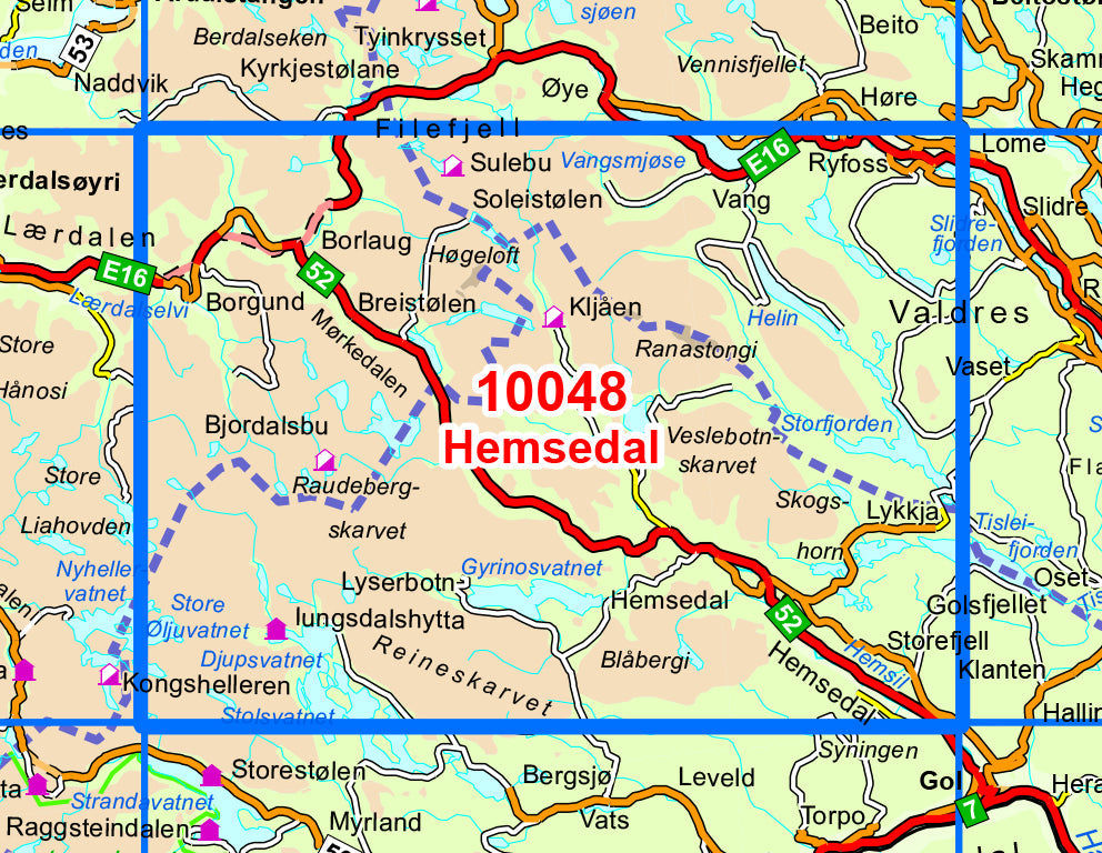 Carte de randonnée n° 10048 - Hemsedal (Norvège) | Nordeca - Norge-serien carte pliée Nordeca 