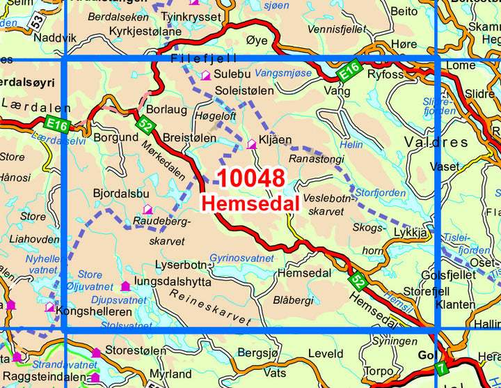Carte de randonnée n° 10048 - Hemsedal (Norvège) | Nordeca - Norge-serien carte pliée Nordeca 
