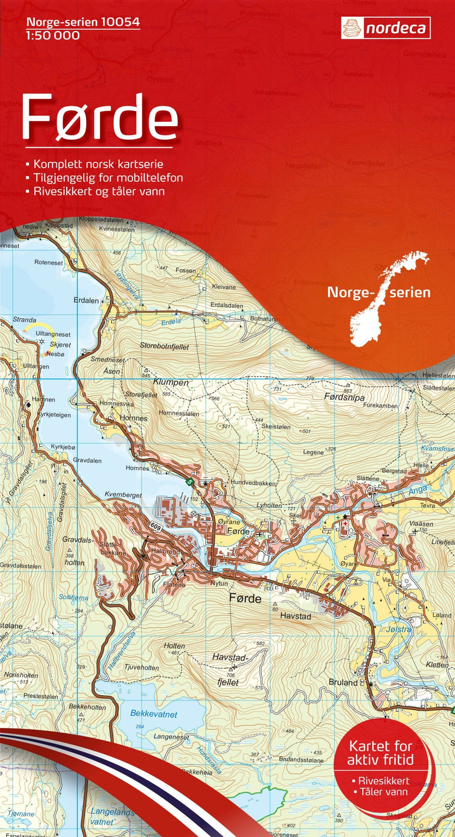 Carte de randonnée n° 10054 - Forde (Norvège) | Nordeca - Norge-serien carte pliée Nordeca 