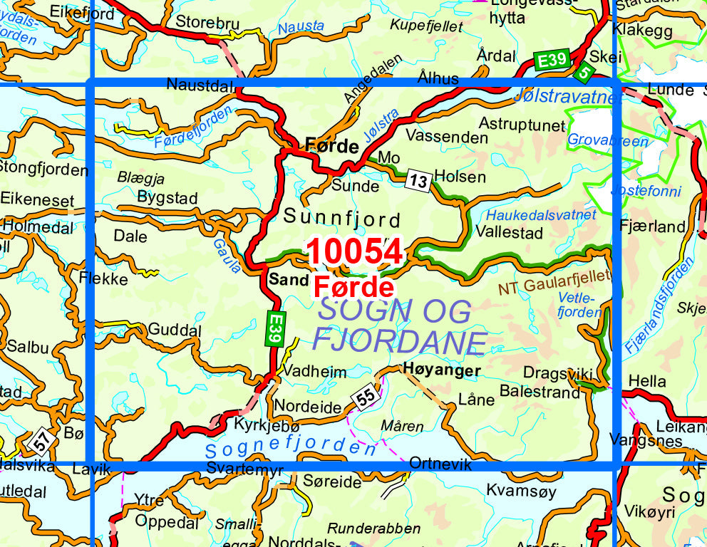 Carte de randonnée n° 10054 - Forde (Norvège) | Nordeca - Norge-serien carte de randonnée Nordeca Default Title