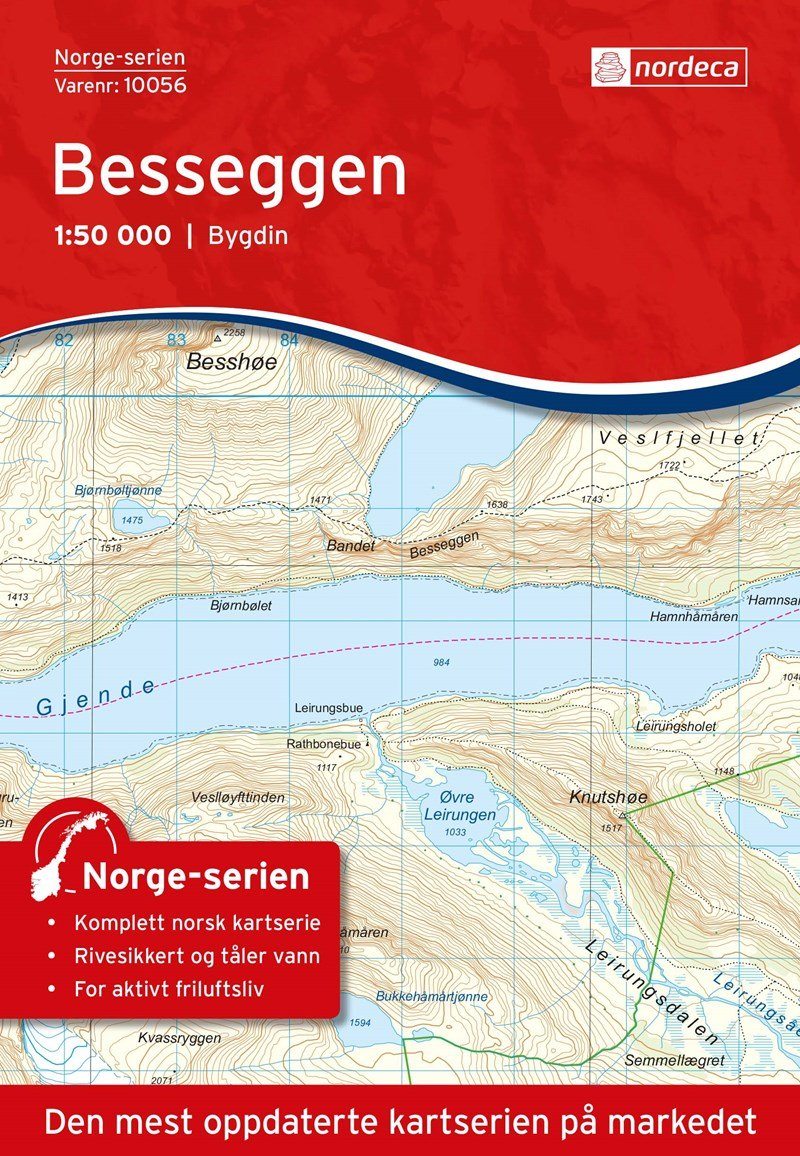 Carte de randonnée n° 10056 - Besseggen /Bygdin (Norvège) | Nordeca - Norge-serien carte pliée Nordeca 