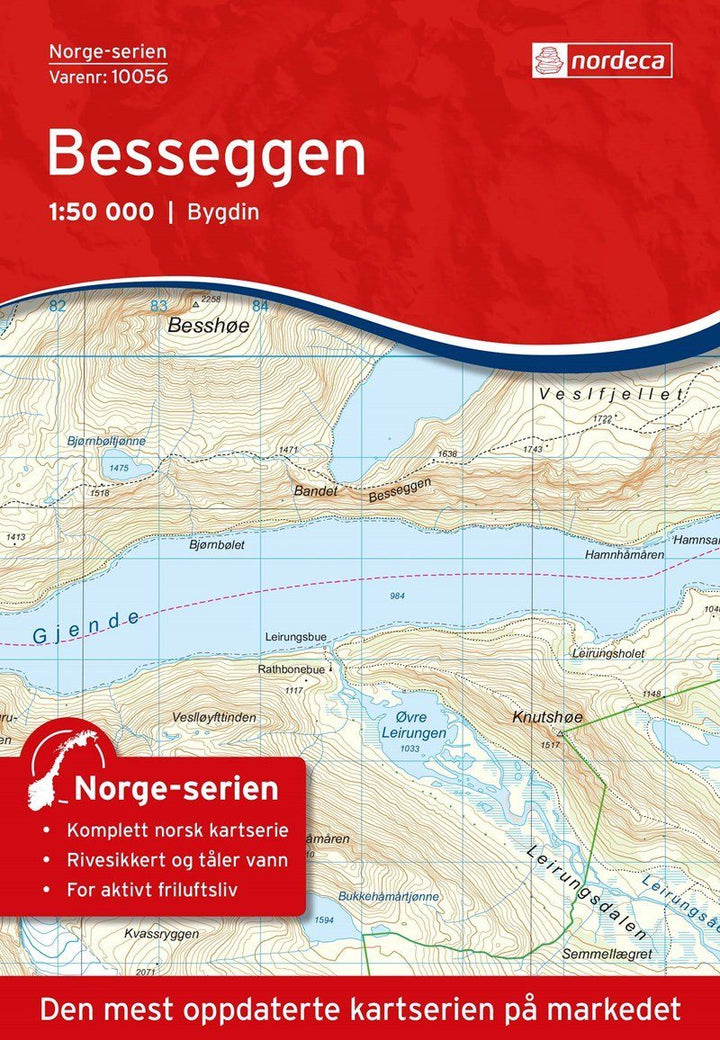 Carte de randonnée n° 10056 - Besseggen /Bygdin (Norvège) | Nordeca - Norge-serien carte pliée Nordeca 