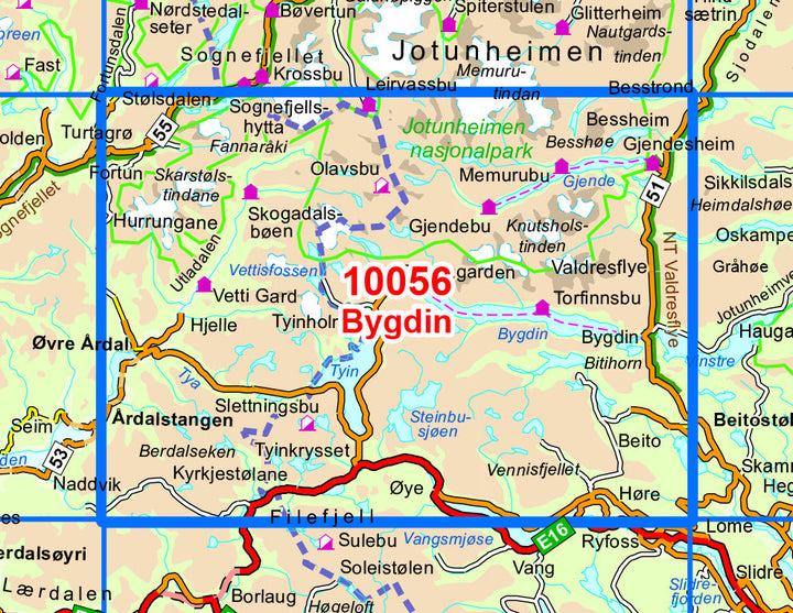 Carte de randonnée n° 10056 - Besseggen /Bygdin (Norvège) | Nordeca - Norge-serien carte pliée Nordeca 