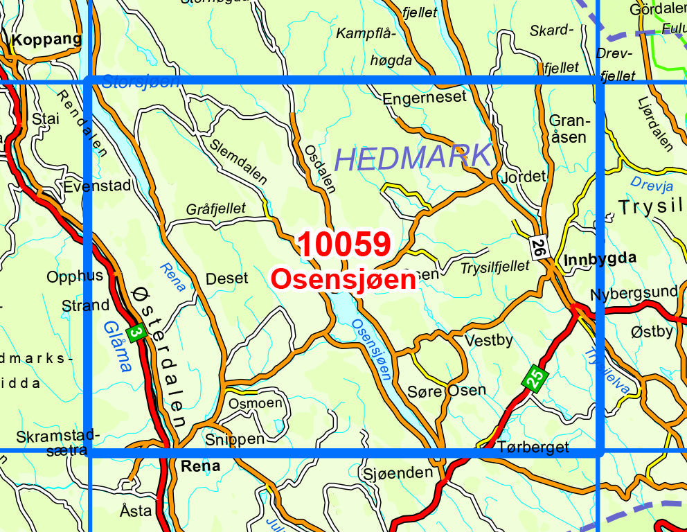 Carte de randonnée n° 10059 - Osensjoen (Norvège) | Nordeca - Norge-serien carte pliée Nordeca 