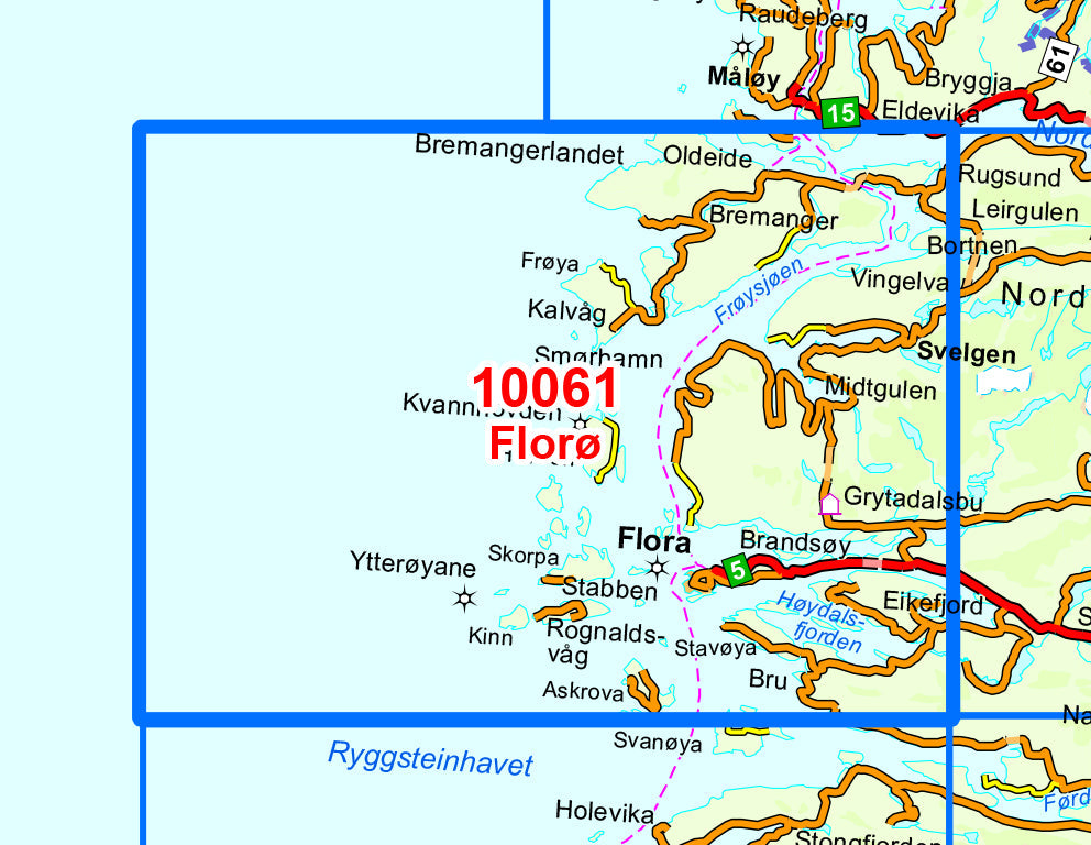 Carte de randonnée n° 10061 - Floro (Norvège) | Nordeca - Norge-serien carte de randonnée Nordeca Default Title