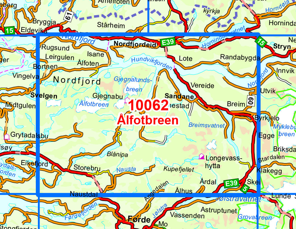 Carte de randonnée n° 10062 - Alfotbreen (Norvège) | Nordeca - Norge-serien carte de randonnée Nordeca Default Title